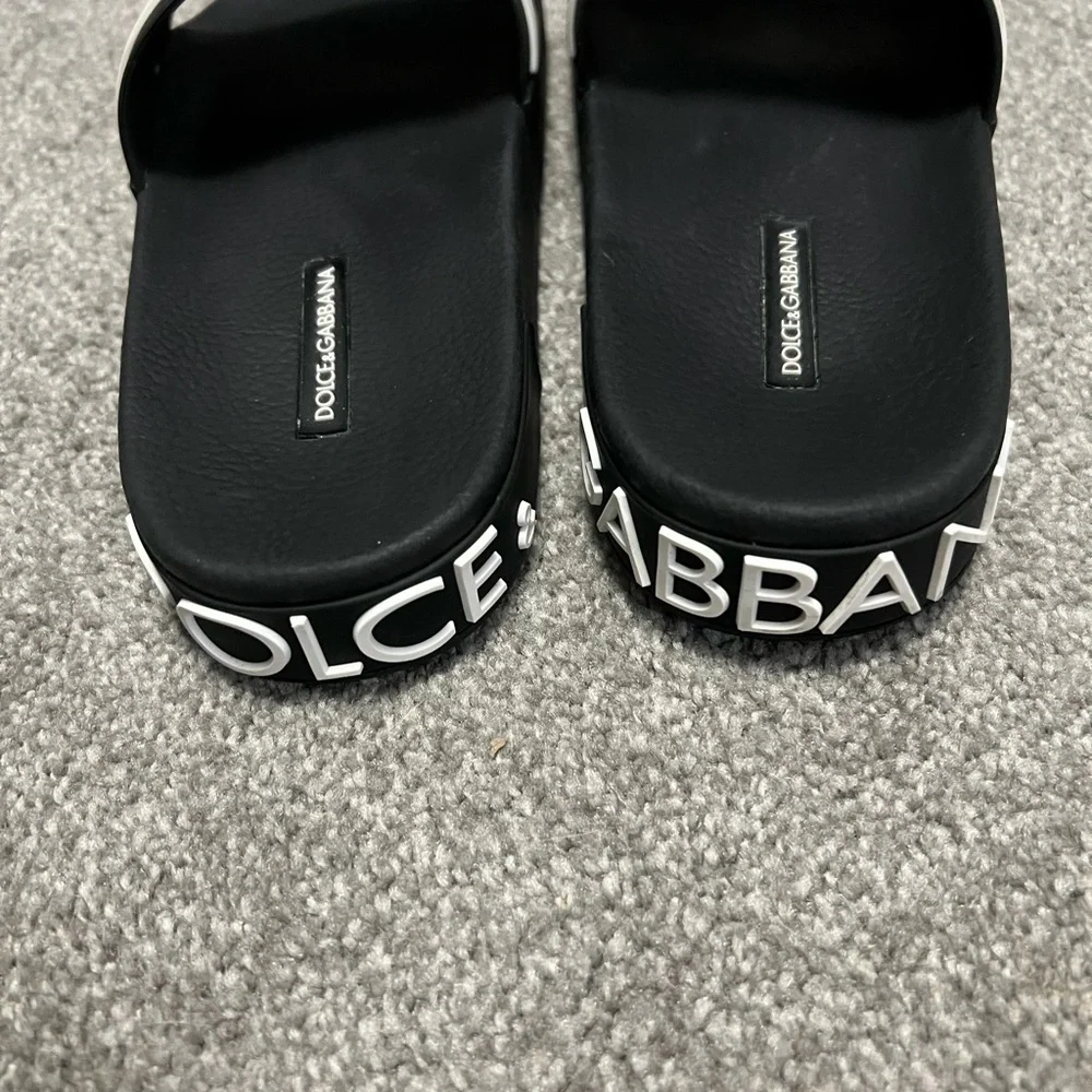 D&G Black & White Logo Slide Sandals - Picture 3 of 14